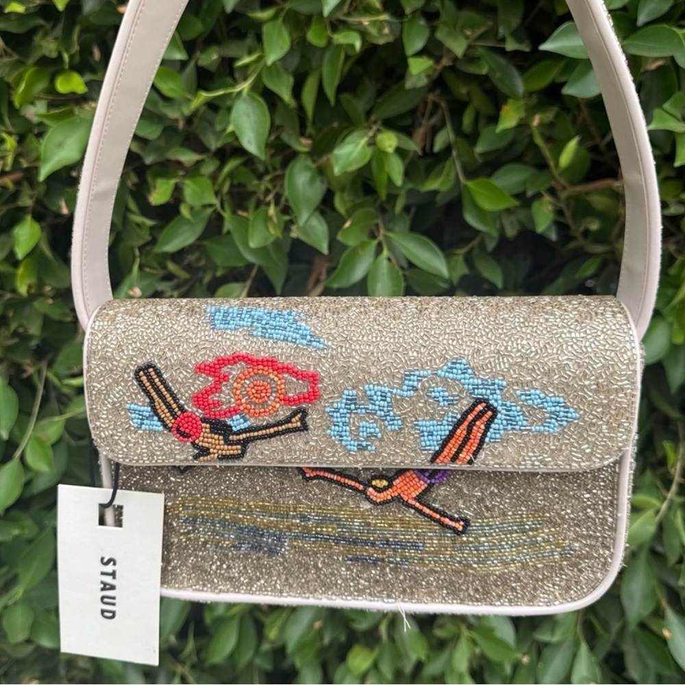 NWT STAUD TOMMY BEADED BAG SWIMMERS